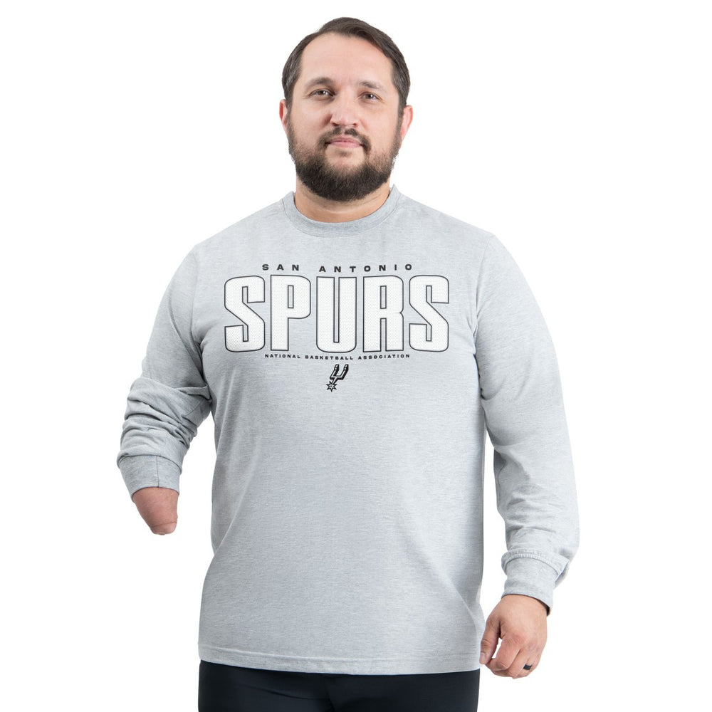 San Antonio Spurs G-III Sports by Carl Banks Adaptive Printed Mesh Effect Long Sleeve T-Shirt Gray