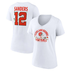 Shedeur Sanders Cleveland Browns Women's Floral Name & Number V-Neck T-Shirt - White T-shirts