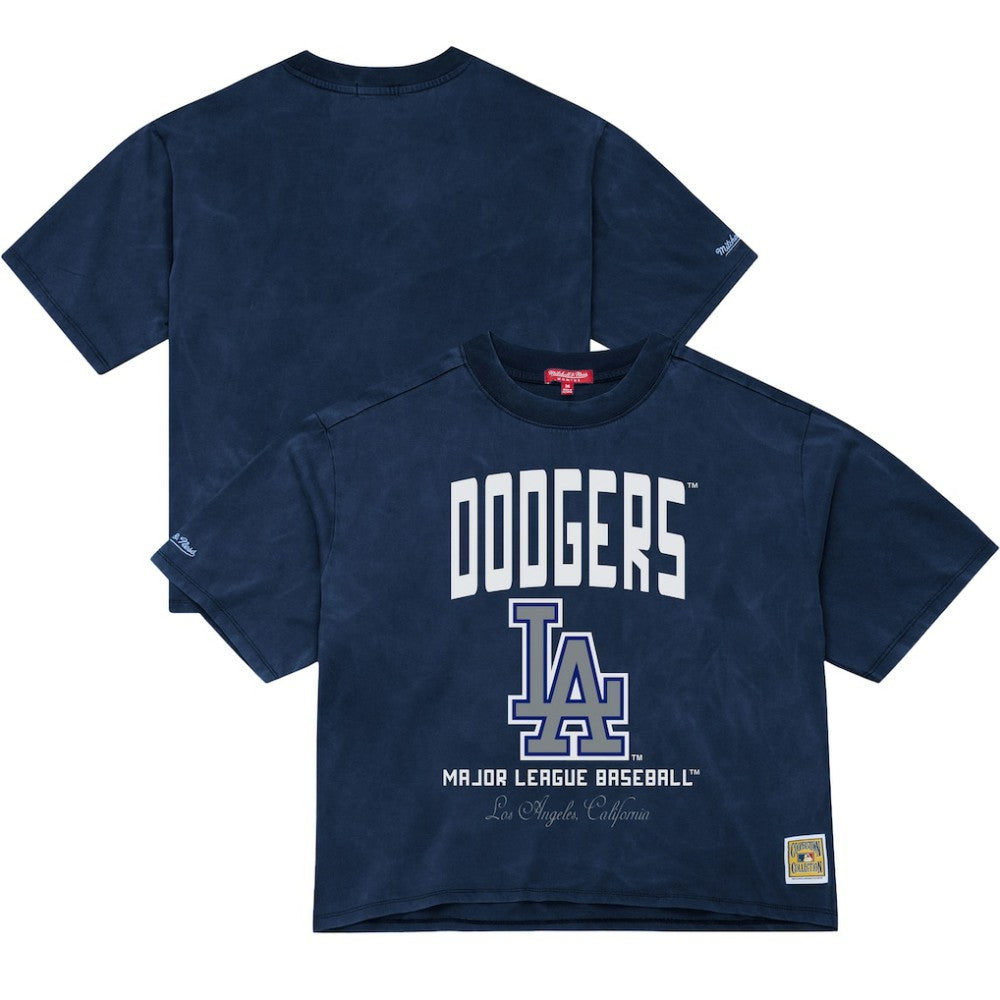 Los Angeles Dodgers Mitchell & Ness Women's Cooperstown Cropped Boxy T-Shirt - Blue T-shirts