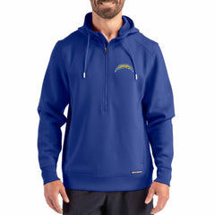 Los Angeles Chargers Cutter & Buck Roam Eco Half-Zip Recycled Pullover Hoodie - Blue Hoodies