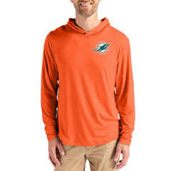 Miami Dolphins Cutter & Buck Coastline Epic Comfort Recycled Long Sleeve Hoodie T-Shirt - Orange Hoodies