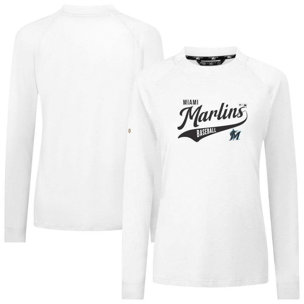 Miami Marlins Levelwear Women's Slender Glide T-Shirt - White T-shirts