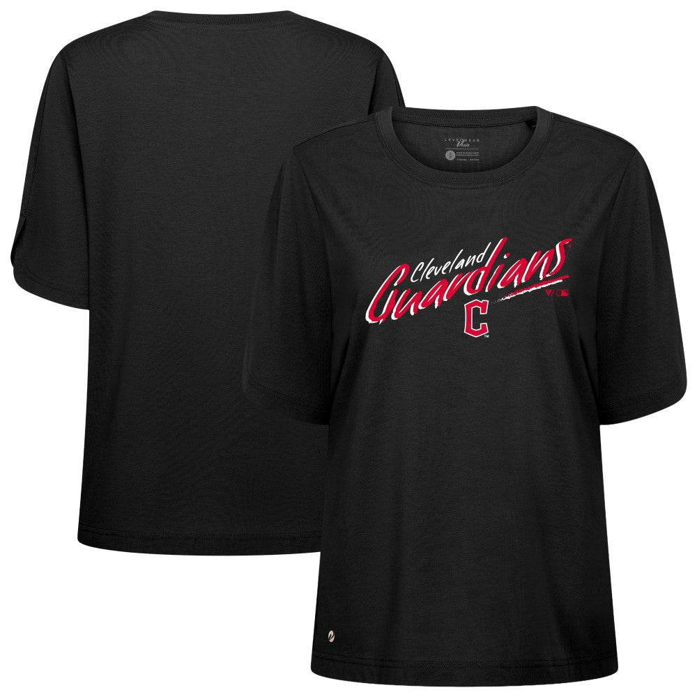 Cleveland Guardians Levelwear Women's Bloom Sizzle T-Shirt - Black T-shirts