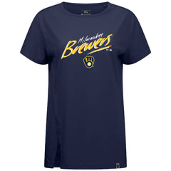 Milwaukee Brewers Levelwear Women's Influx Sizzle T-Shirt - Navy T-shirts