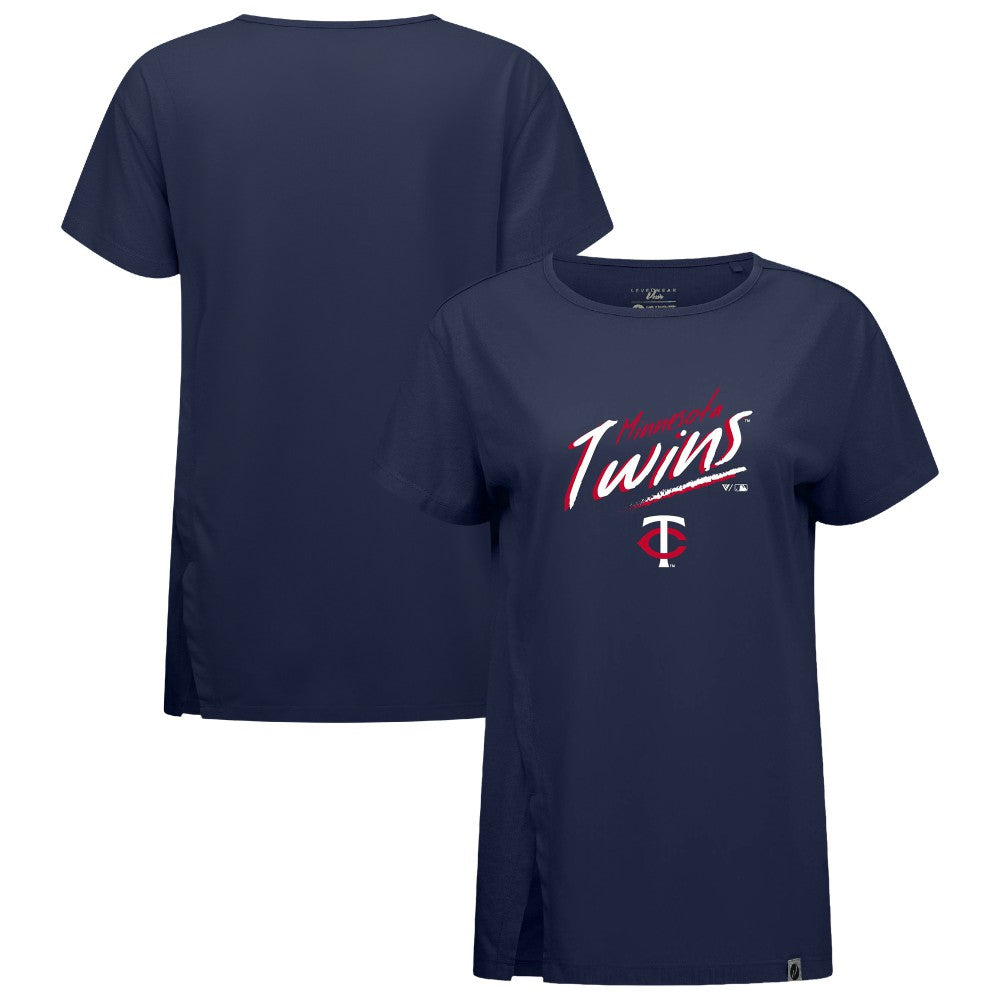 Minnesota Twins Levelwear Women's Influx Sizzle T-Shirt - Navy T-shirts