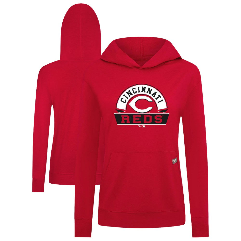 Cincinnati Reds Levelwear Women's Relay Banner Arch Long Sleeve T-Shirt Hoodie - Red Hoodies