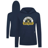 Milwaukee Brewers Levelwear Women's Relay Banner Arch Long Sleeve T-Shirt Hoodie - Navy Hoodies
