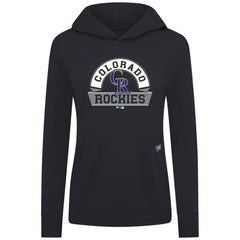 Colorado Rockies Levelwear Women's Relay Banner Arch Long Sleeve T-Shirt Hoodie - Black Hoodies