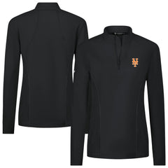 New York Mets Levelwear Women's Upright Insignia 2.0 Quarter-Zip Tri-Blend Top - Black Tops