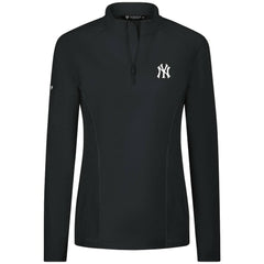 New York Yankees Levelwear Women's Upright Insignia 2.0 Quarter-Zip Tri-Blend Top - Black Tops