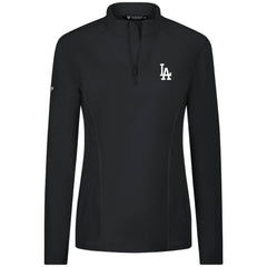 Los Angeles Dodgers Levelwear Women's Upright Insignia 2.0 Quarter-Zip Tri-Blend Top - Black Tops