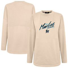 Miami Marlins Levelwear Women's Oversized Beaudry Sizzle Top - Khaki Tops