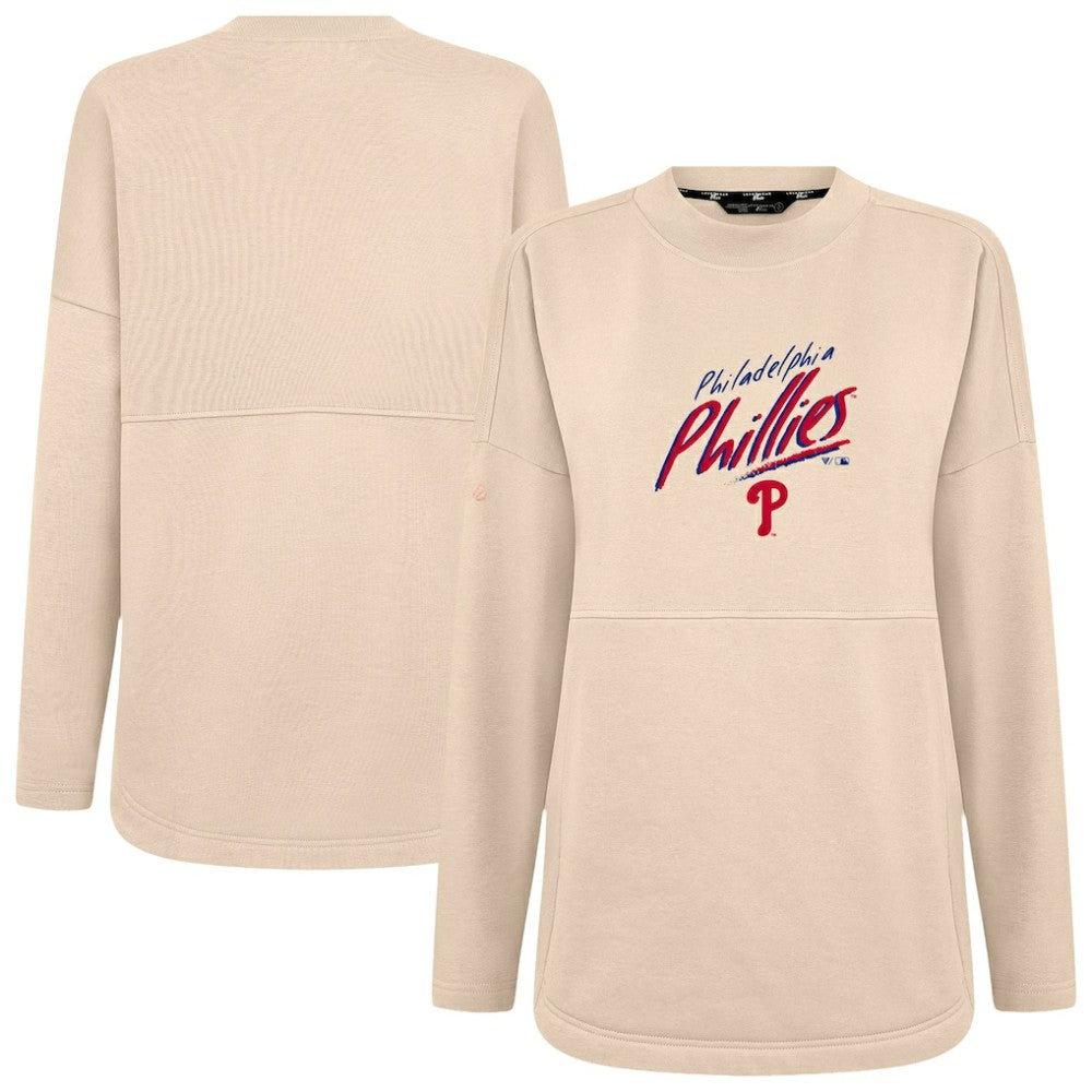 Philadelphia Phillies Levelwear Women's Oversized Beaudry Sizzle Top - Khaki Tops