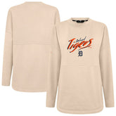 Detroit Tigers Levelwear Women's Oversized Beaudry Sizzle Top - Khaki Tops