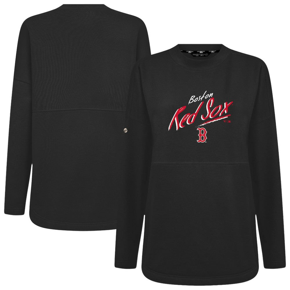 Boston Red Sox Levelwear Women's Oversized Beaudry Sizzle Top - Black Tops