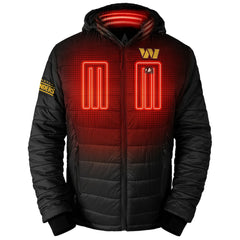 Washington Commanders ActionHeat 5V Battery Heated Full-Zip Hoodie Puffer Jacket - Black Hoodies