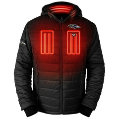 Baltimore Ravens ActionHeat 5V Battery Heated Full-Zip Hoodie Puffer Jacket - Black Hoodies