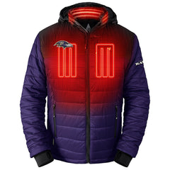 Baltimore Ravens ActionHeat 5V Battery Heated Full-Zip Hoodie Puffer Jacket - Purple Hoodies