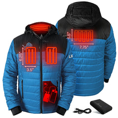 Detroit Lions ActionHeat 5V Battery Heated Colorblock Full-Zip Puffer Jacket - Black/Blue Jackets
