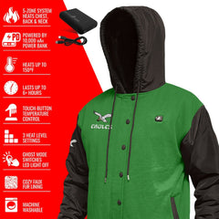 Philadelphia Eagles ActionHeat 5V Battery Heated Full-Snap Varsity Jacket - Kelly Green/Black Jackets