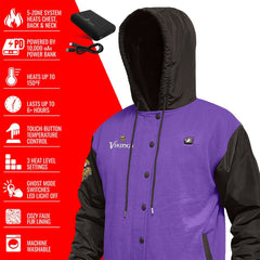Minnesota Vikings ActionHeat 5V Battery Heated Full-Snap Varsity Jacket - Purple/Black Jackets