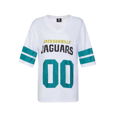 Jacksonville Jaguars Cuce Women's Rhinestone V-Neck Tunic - White