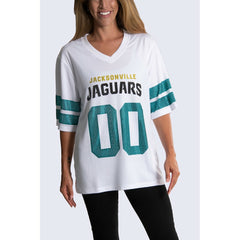 Jacksonville Jaguars Cuce Women's Rhinestone V-Neck Tunic - White
