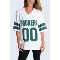 Green Bay Packers Cuce Women's Rhinestone V-Neck Tunic - White