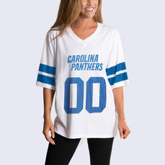 Carolina Panthers Cuce Women's Rhinestone V-Neck Tunic - White