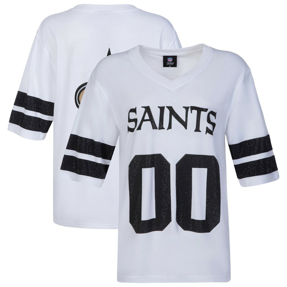 New Orleans Saints Cuce Women's Rhinestone V-Neck Tunic - White