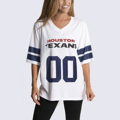 Houston Texans Cuce Women's Rhinestone V-Neck Tunic - White