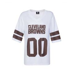 Cleveland Browns Cuce Women's Rhinestone V-Neck Tunic - White