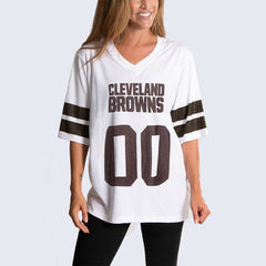 Cleveland Browns Cuce Women's Rhinestone V-Neck Tunic - White