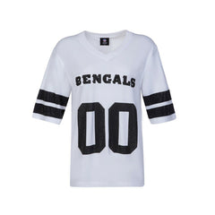 Cincinnati Bengals Cuce Women's Rhinestone V-Neck Tunic - White