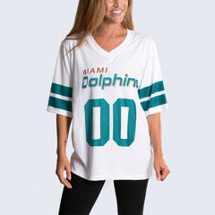 Miami Dolphins Cuce Women's Rhinestone V-Neck Tunic - White