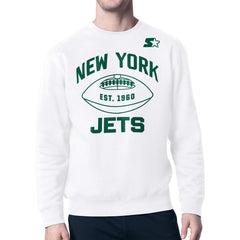 New York Jets Starter Green and White Forever Fleece Sweatshirt - White Sweatshirts
