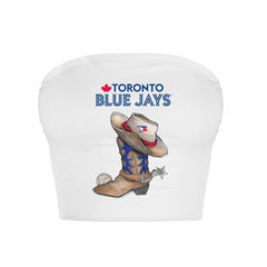 Toronto Blue Jays Tiny Turnip Women's Cowboy Boot Crop Tube Top - White Tops