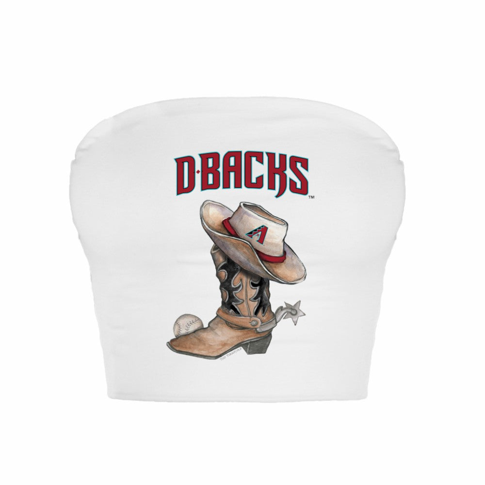 Arizona Diamondbacks Tiny Turnip Women's Cowboy Boot Crop Tube Top - White Tops