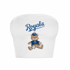 Kansas City Royals Tiny Turnip Women's Teddy Bear Crop Tube Top - White Tops
