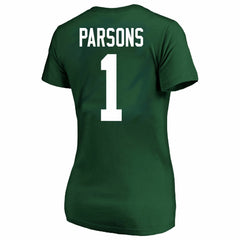 Micah Parsons Green Bay Packers Women's Plus Size Name & Number V-Neck T-Shirt - Green T-shirts