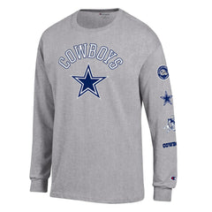 Dallas Cowboys Champion Seal Long Sleeve T-Shirt - Heather Gray T-shirts