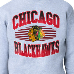 Chicago Blackhawks Starter Team Grit Graphic Fleece Pullover Sweatshirt - Gray | US 203448430