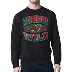 Minnesota Wild Starter Team Grit Graphic Fleece Pullover Sweatshirt - Black | US 203448441