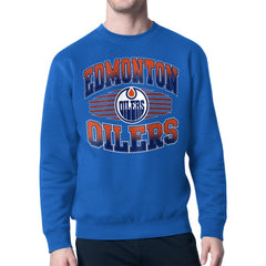 Edmonton Oilers Starter Team Grit Graphic Fleece Pullover Sweatshirt - Royal | US 203448457