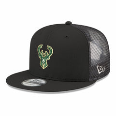 Milwaukee Bucks Core Logo Meshback 9FIFTY Snapback Hat Black - New Era