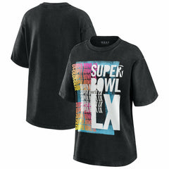 Super Bowl LX WEAR by Erin Andrews Women's Vintage Boyfriend T-Shirt - Black T-shirts