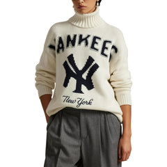 Yankees Polo Ralph Lauren Women's Wool-Blend Turtleneck Sweater - Cream