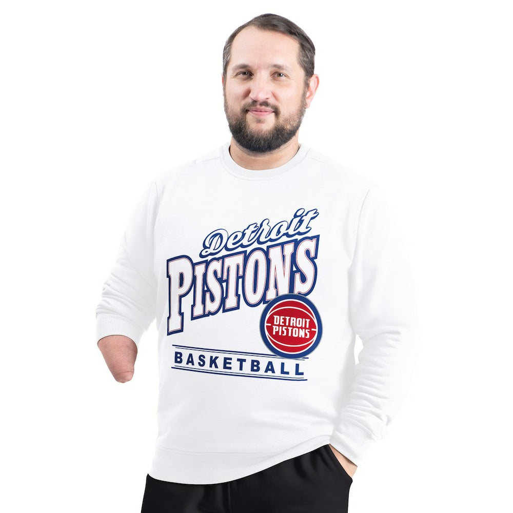 Detroit Pistons G-III Sports by Carl Banks Adaptive Headliner Fleece Crewneck Sweatshirt White