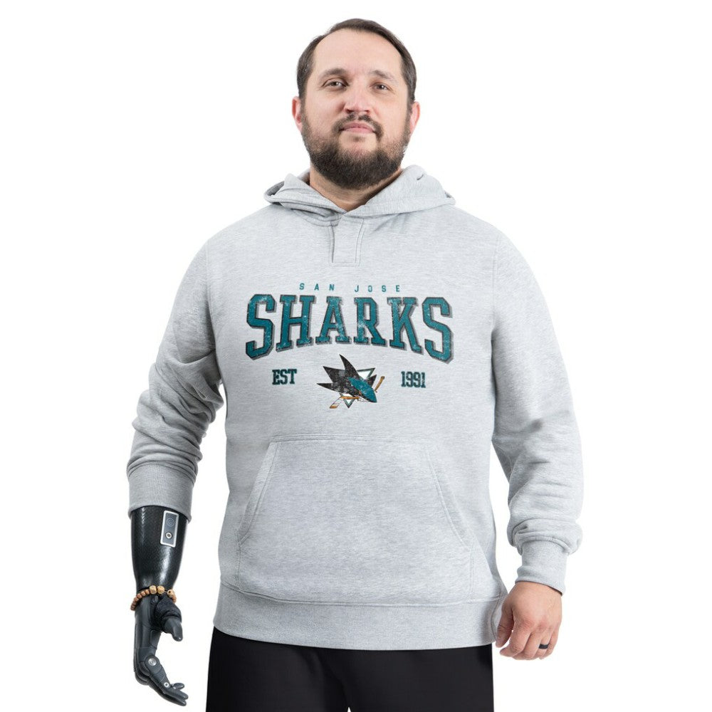 San Jose Sharks G-III Sports by Carl Banks Adaptive Classic Team Spirit Fleece Hoodie - Gray | US 203456456