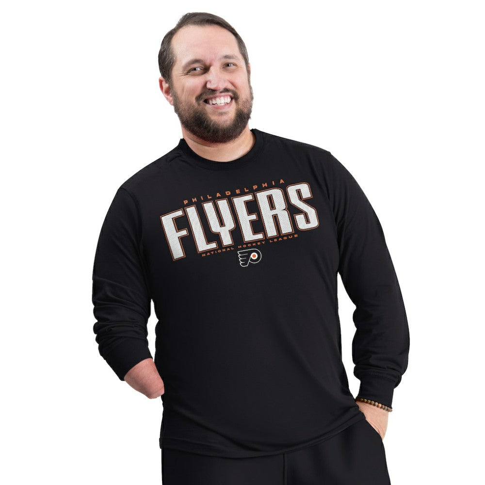 Philadelphia Flyers G-III Sports by Carl Banks Adaptive Mesh Effect Long Sleeve T-Shirt - Black | US 203456860